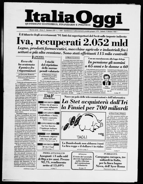 Italia oggi : quotidiano di economia finanza e politica